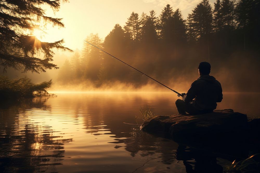 A man fishing recreation outdoors nature.