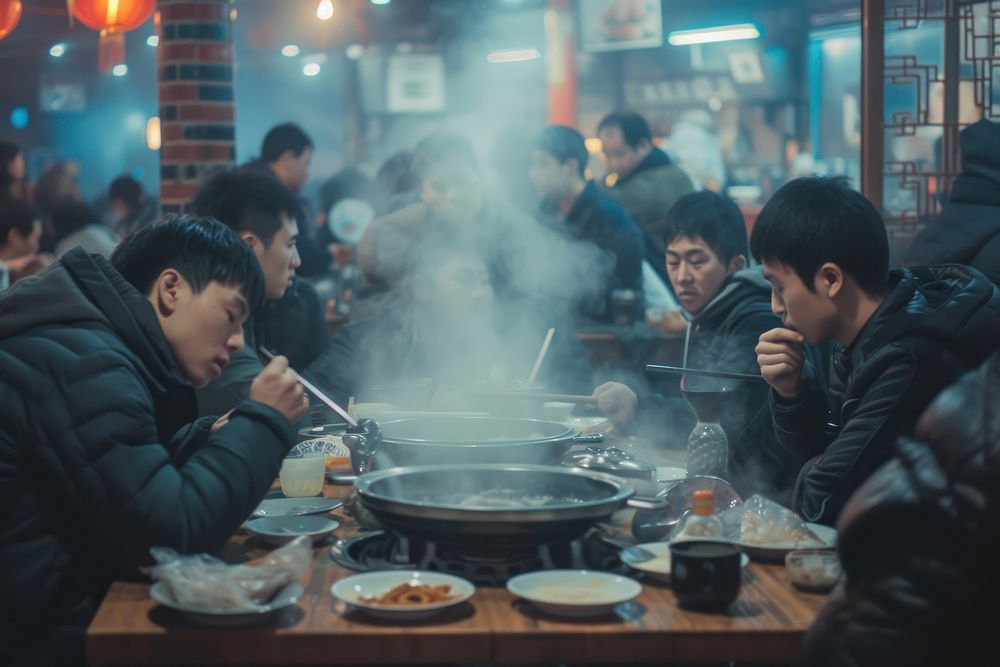 Photo of a Chinese guys restaurant adult smoke.