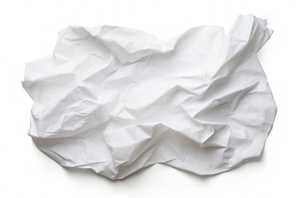 Crumpled sheet of paper backgrounds white white background.