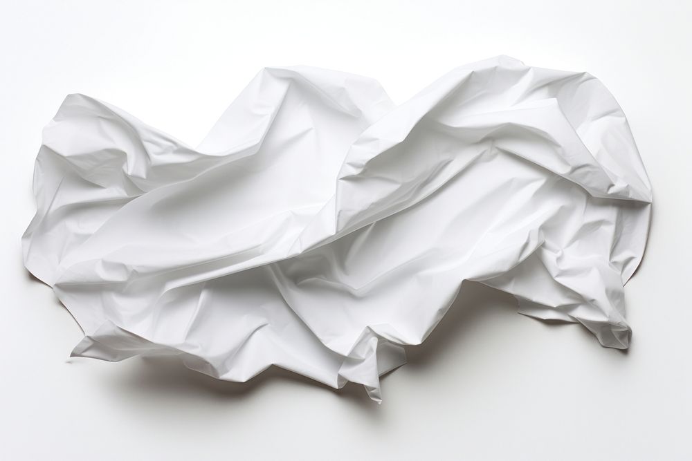 Crumpled sheet of paper white white background simplicity.