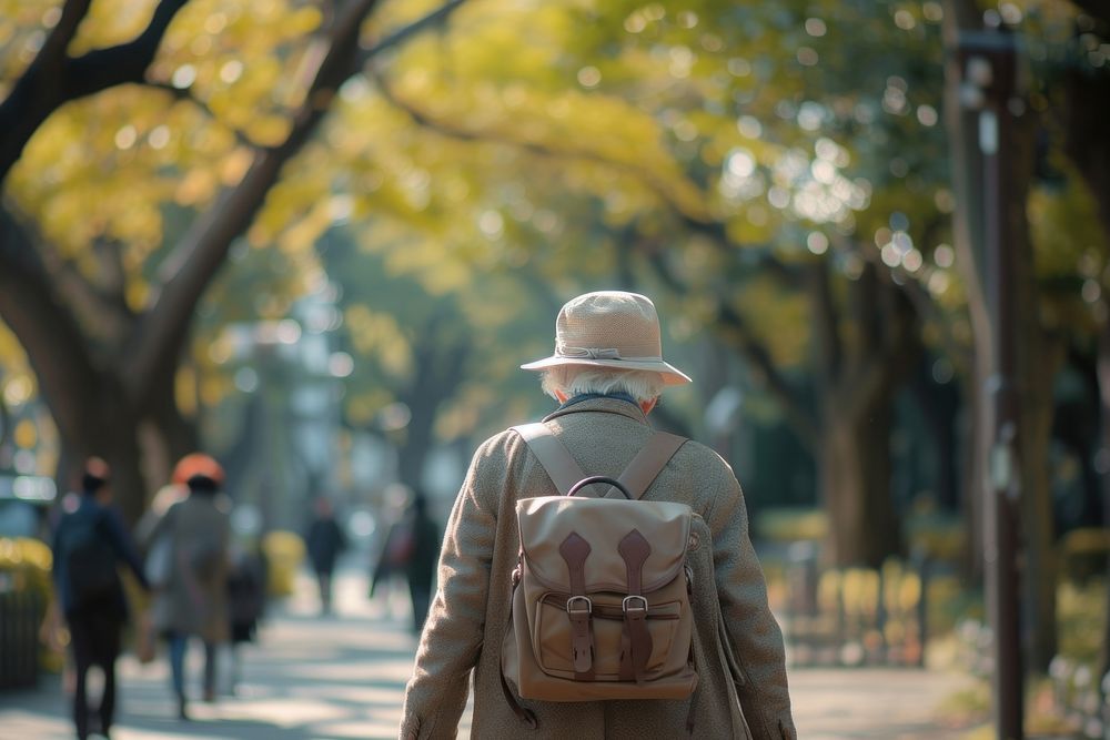 Japan elder walking street adult.