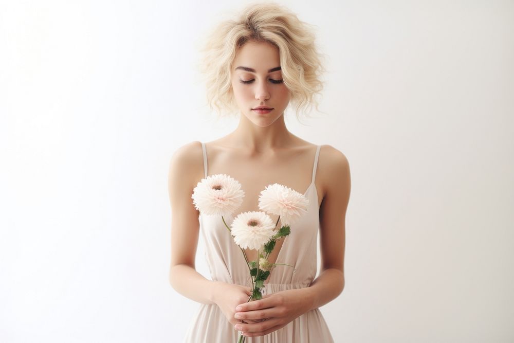 Wearing dress with flower portrait fashion wedding.