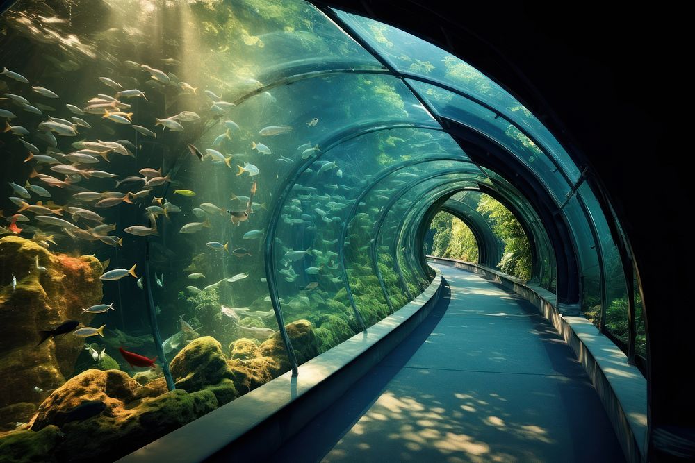 Aquarium fish tunnel outdoors nature architecture.
