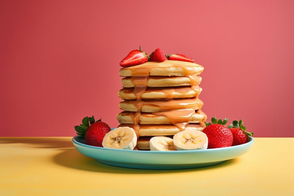 Pancake strawberry fruit plate.