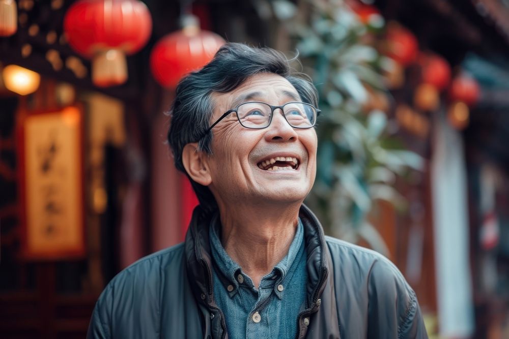China writer glasses adult smile.
