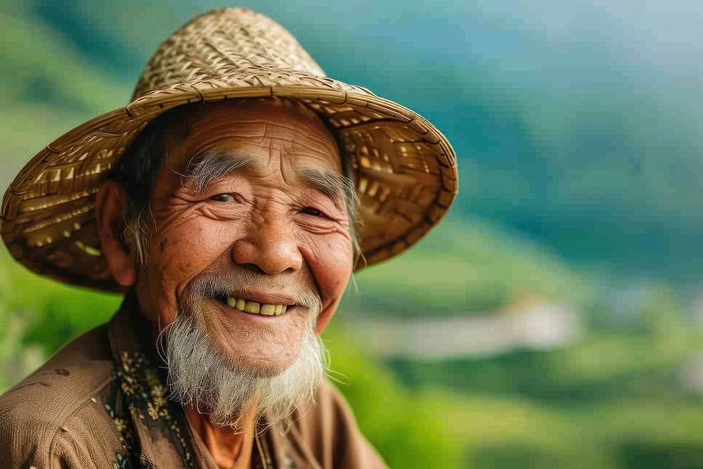 China farmer adult smile happy.
