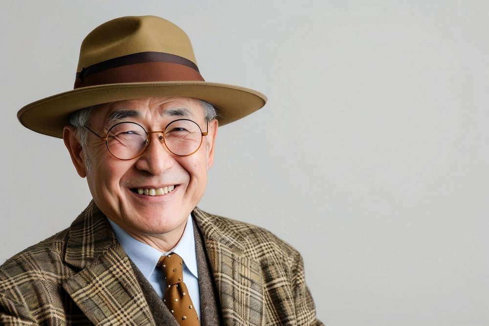 Japan detective man portrait smile happy.