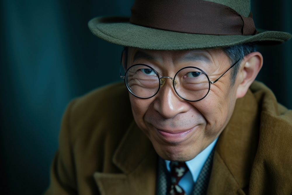 Japan detective man portrait glasses adult.