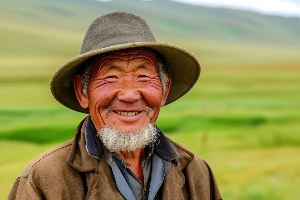 Mongolia farmer adult smile happy.