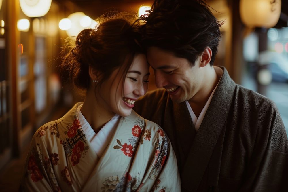 Photo of japanese couple adult happy love.