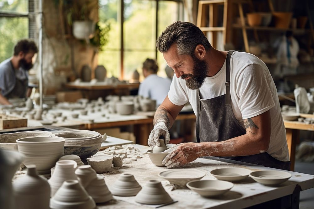 Man doing pottery person adult art.
