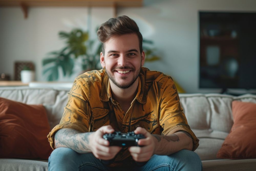 Man holding game console portrait person adult.