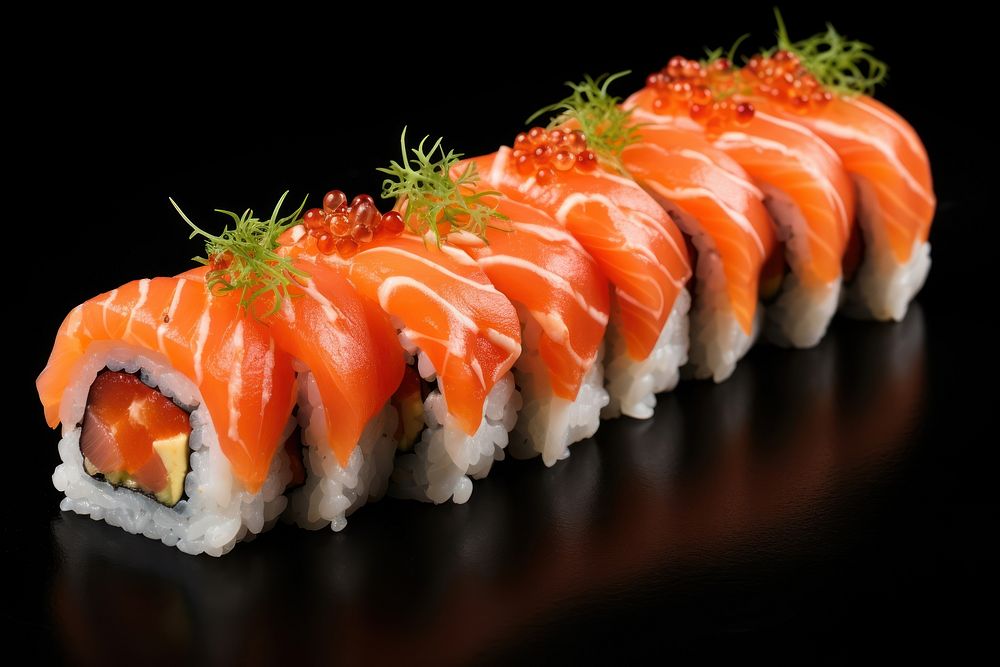 Maki sushi rolls food rice meal.