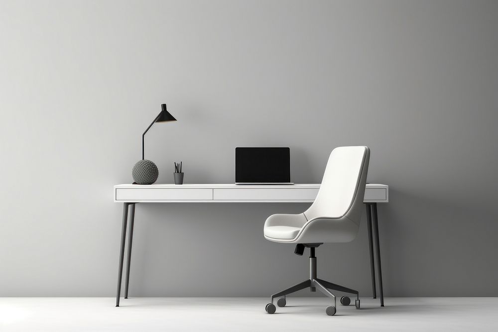 Minimal modern office desk chair furniture white.