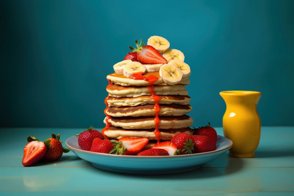 Pancake plate strawberry fruit.