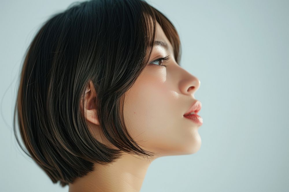 American young women hershey cut hair portrait skin photography.