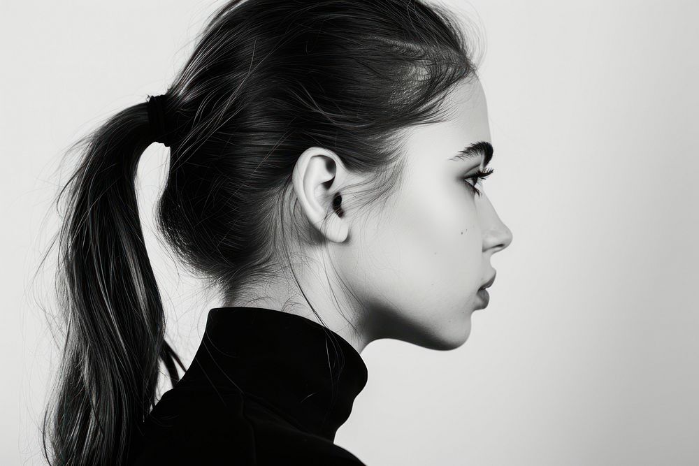 American young women high pony hair portrait photography ponytail.