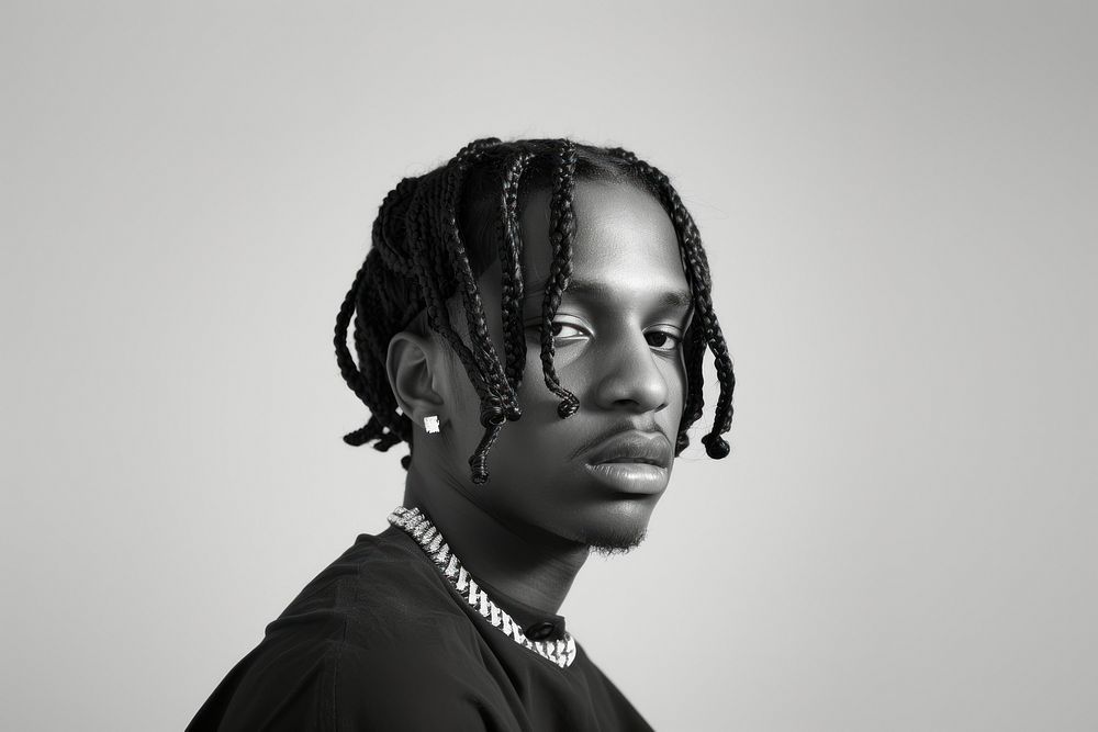 Black young man portrait photography necklace.