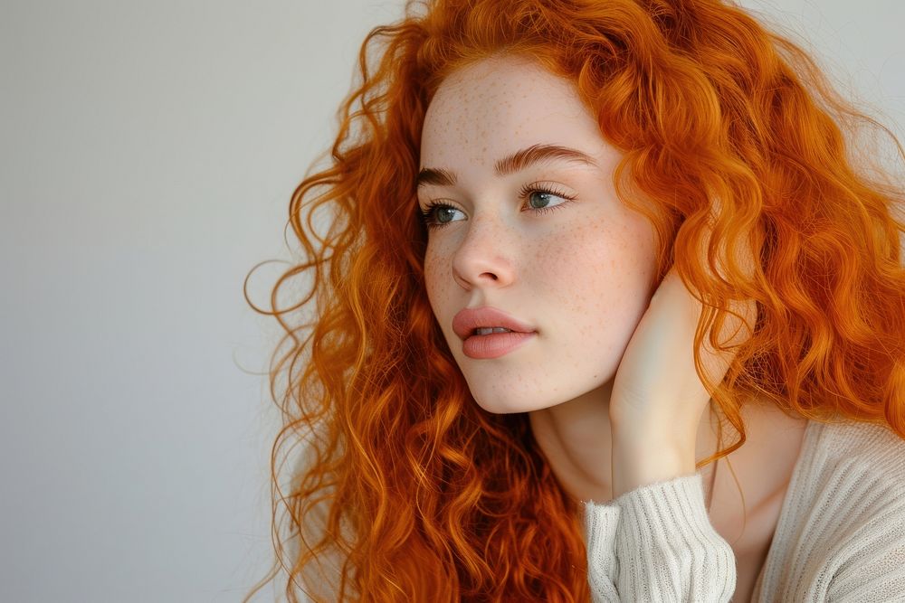 European young woman orange long | Free Photo - rawpixel