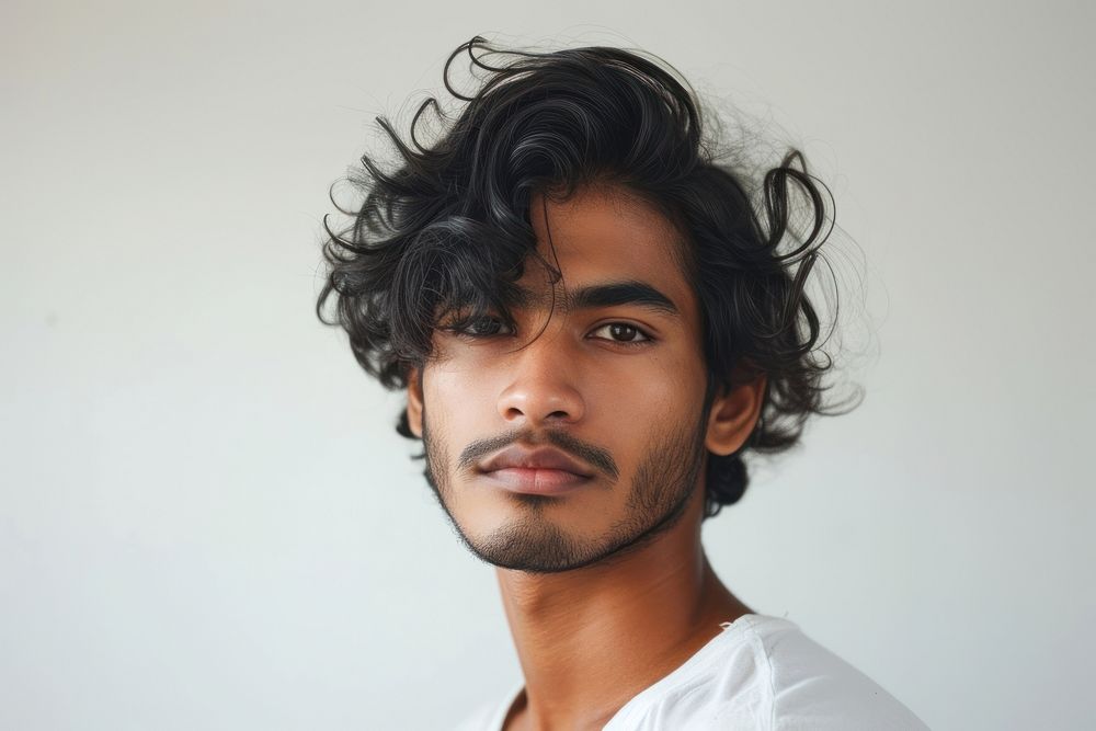 Indian young man with designer hair portrait photography adult.