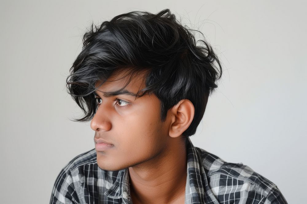 Indian young man with designer hair portrait photography fashion.