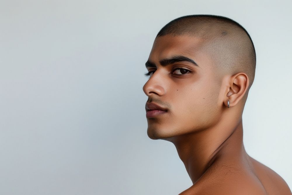 Indian young man with skinhead designer hair portrait photography adult.