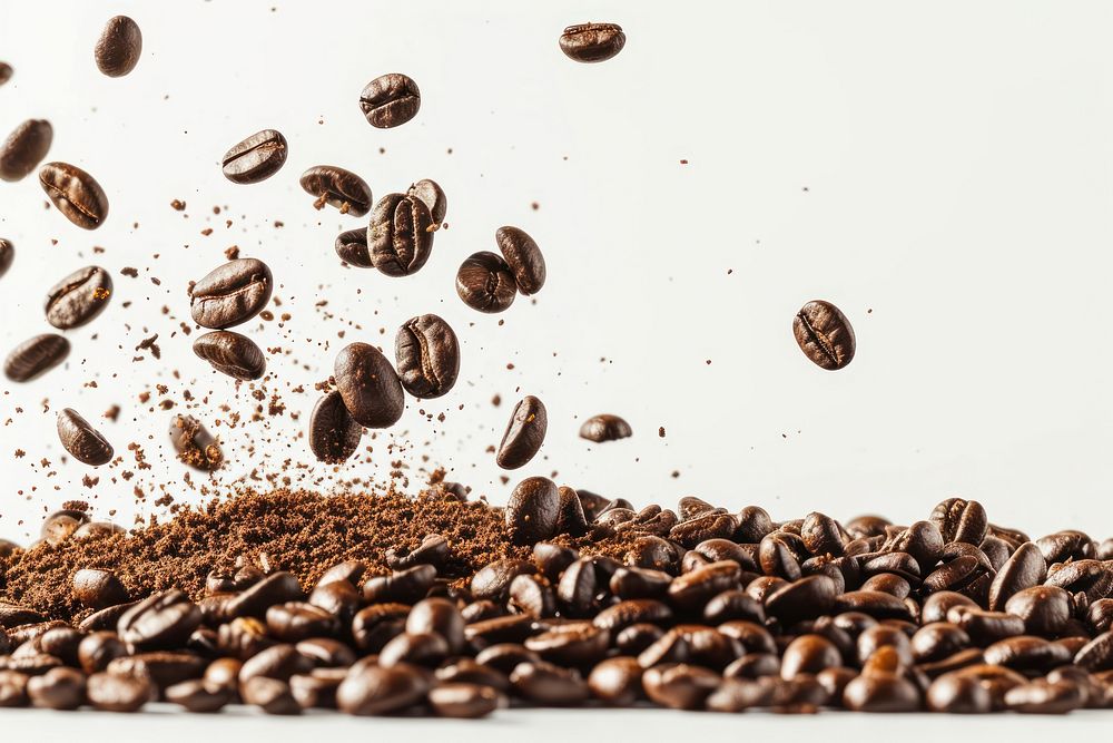 Coffee and coffee beans white background refreshment freshness.