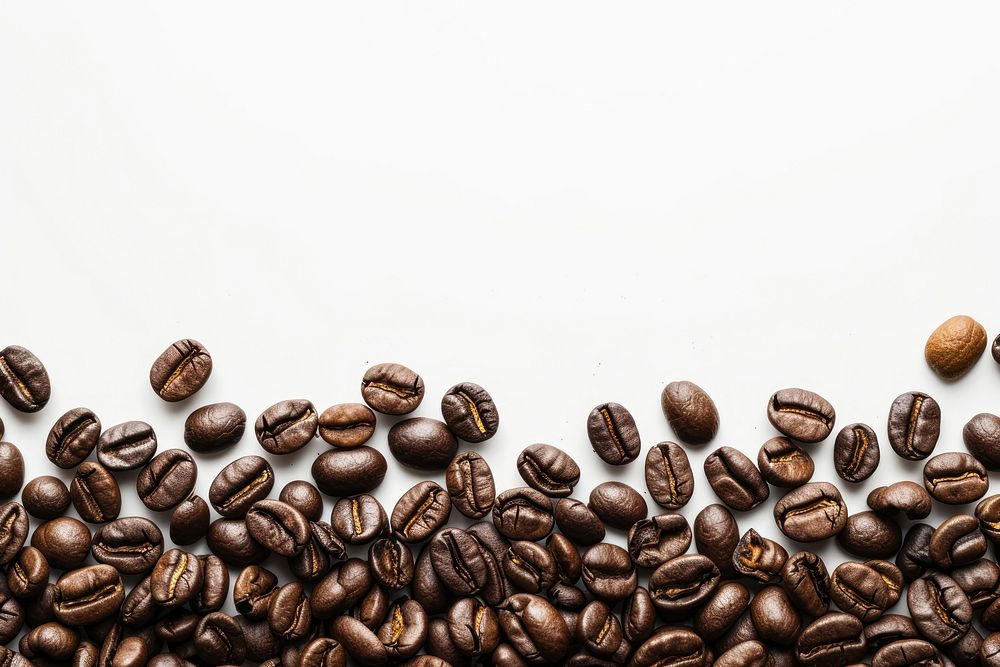 Coffee beans border coffee backgrounds white background.