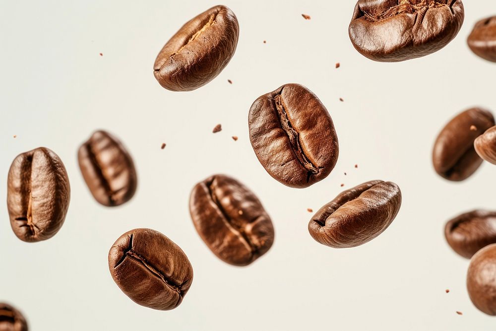 Coffee beans in flight coffee backgrounds coffee beans.