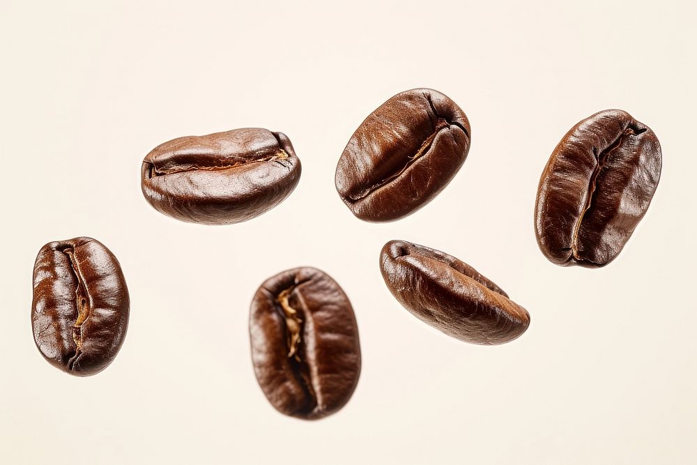 Coffee beans in flight coffee white background coffee beans.