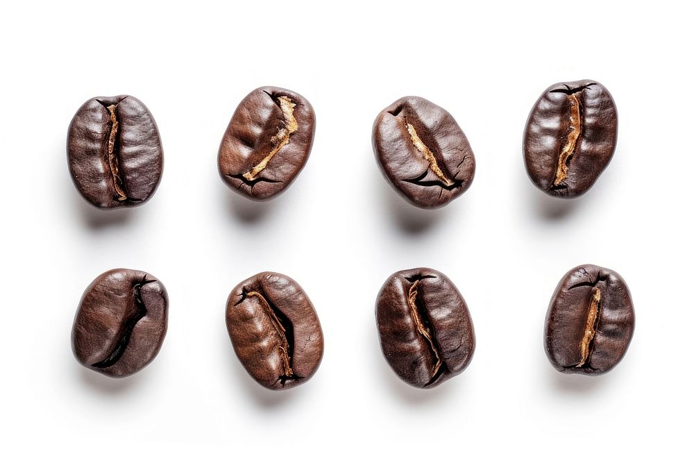 Fresh roasted coffee beans food white background chocolate.