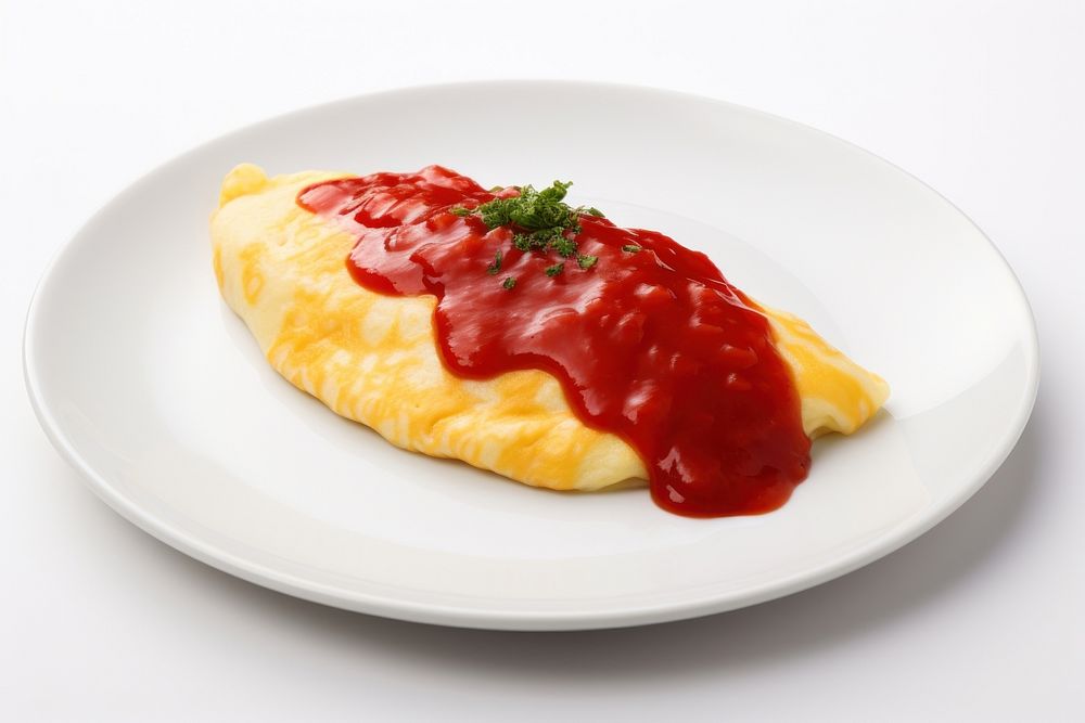 Omurice with ketchup omelette food strawberry.