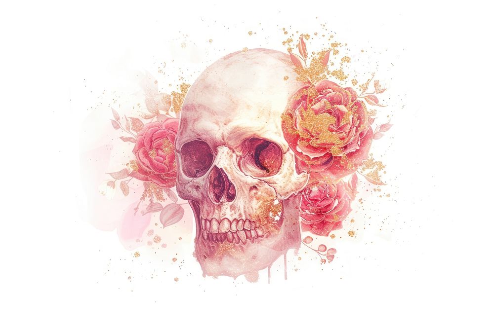 Skull art painting flower.