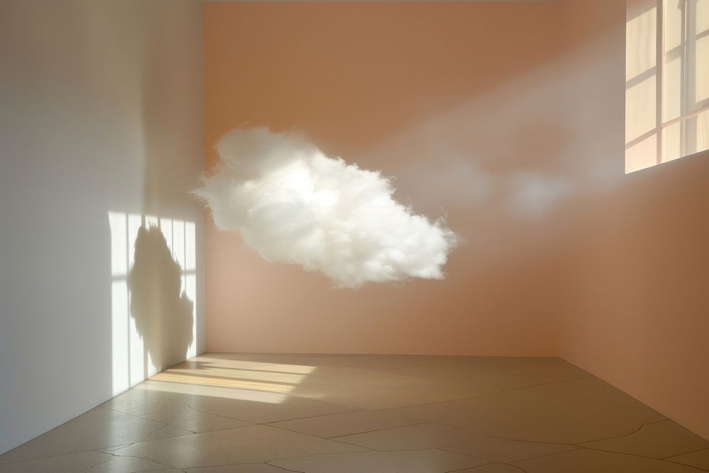 Fluffy cloud floating in a room architecture building indoors.