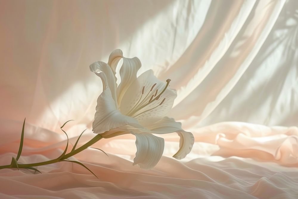 White lily flower blossom petal plant.