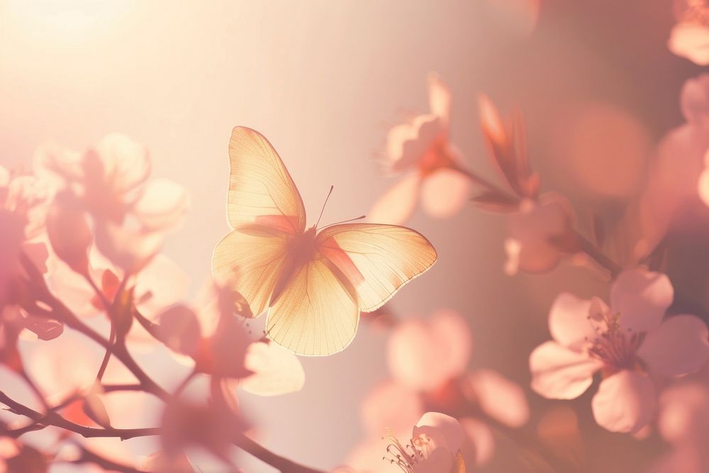 Butterfly sunlight outdoors blossom.