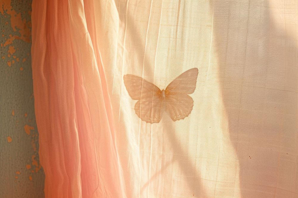 Shadow of butterfly under the curtain petal pink fragility.