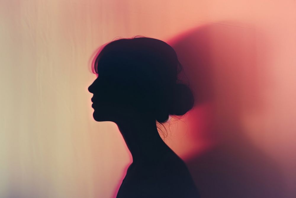 Silhouette woman head backlighting shadow adult.