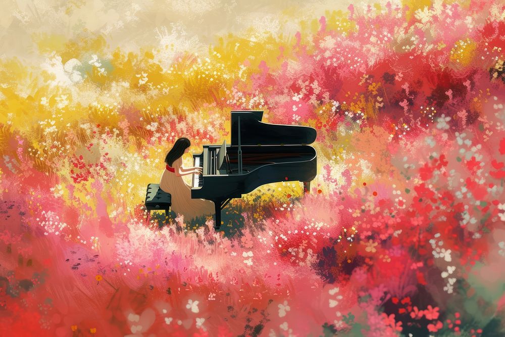 Piano recreation performer painting.