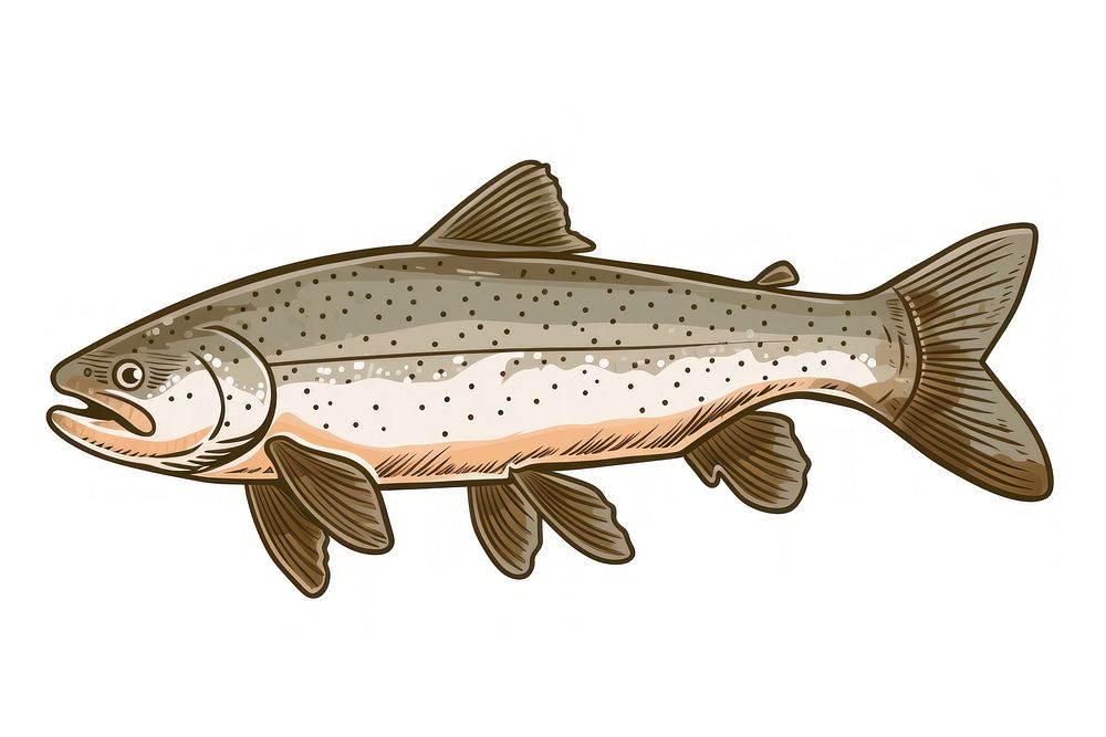 Fish animal trout white background.