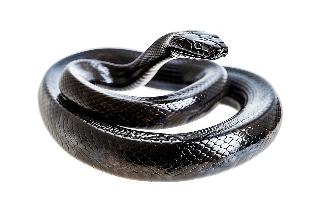 A sleek black mamba snake reptile animal.