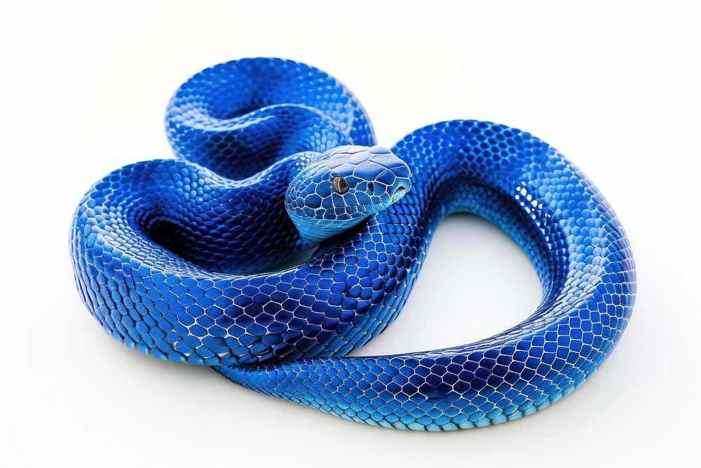 A striking blue snake reptile animal poisonous.
