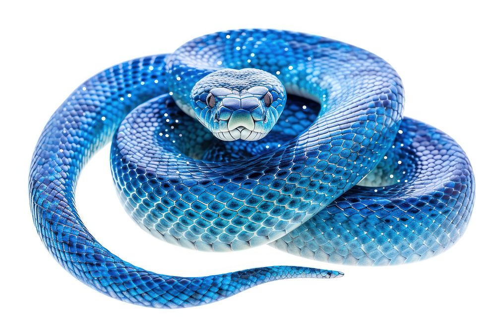 A striking blue snake reptile animal poisonous.