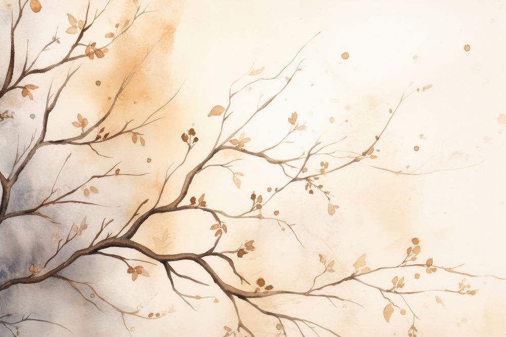 Tree branch watercolor background backgrounds painting plant.