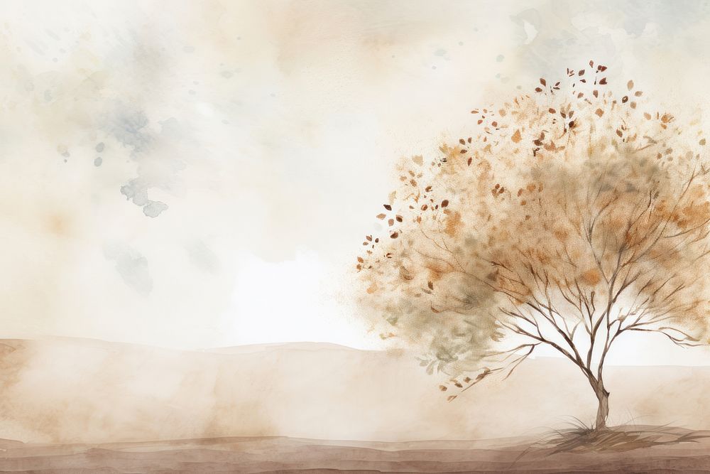 Tree watercolor background painting outdoors nature.