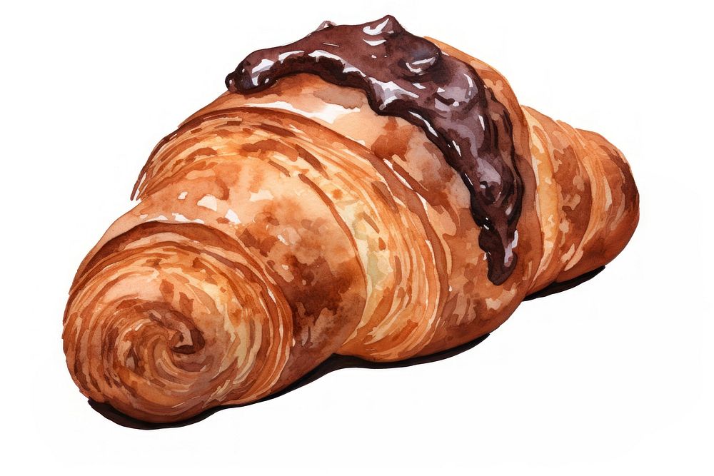 Chocolate croissant baked bread food.