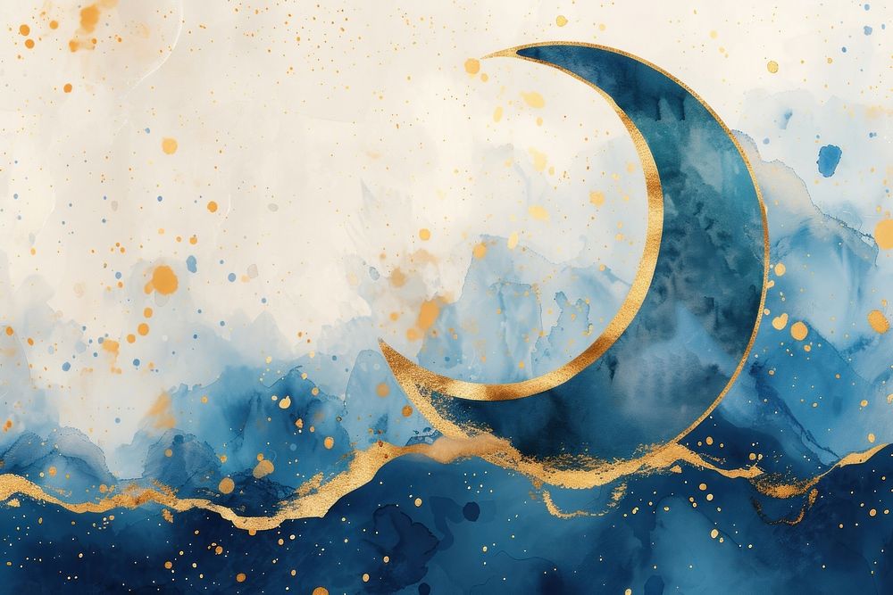 Watercolor background moon of Eid Mubarak backgrounds astronomy outdoors.