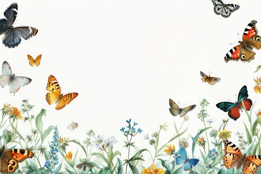 Butterflies border butterfly animal insect.