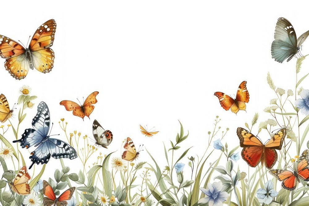 Butterflies border butterfly painting animal.