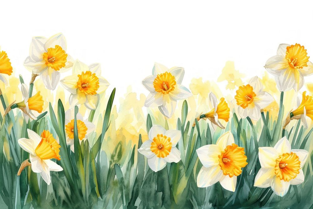 Daffodils border blossom flower nature.